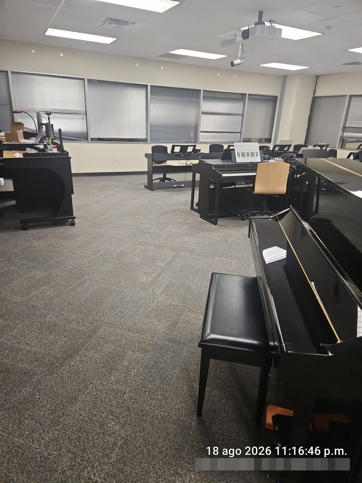 Clean and tidy music room with pianos after janitorial service