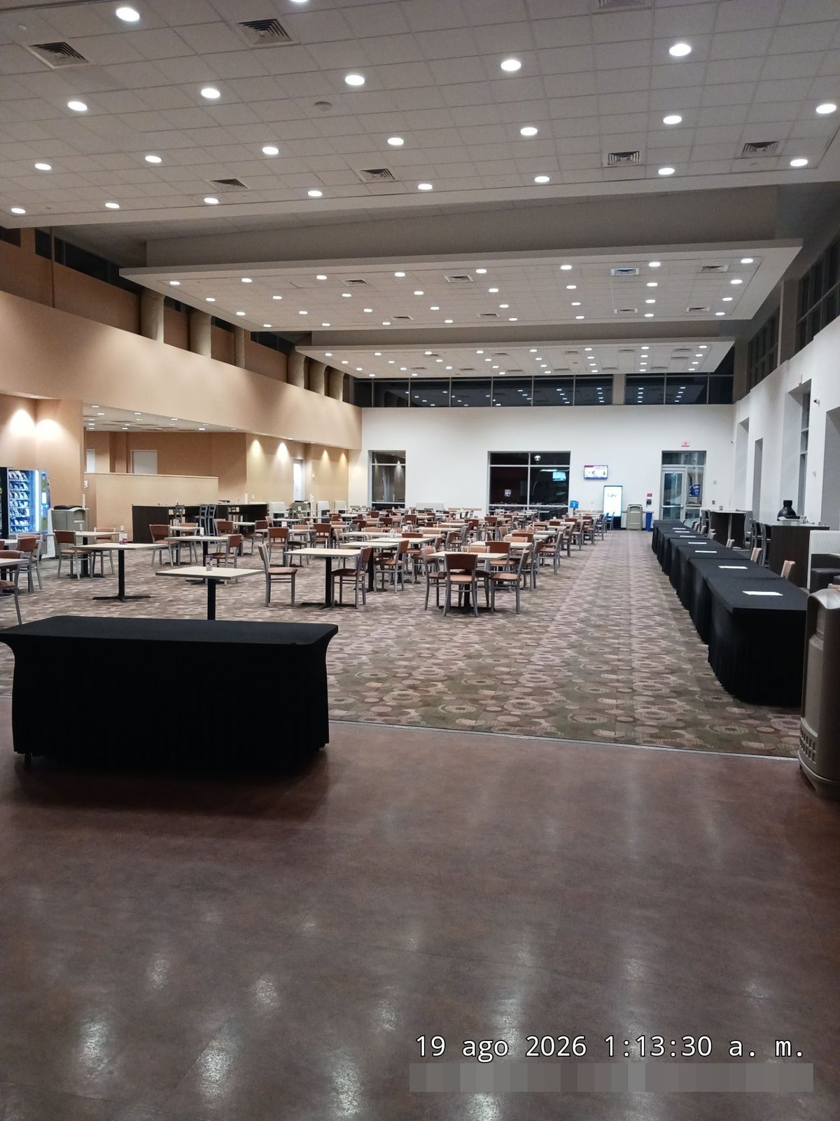 Spotless dining hall cleaned and set up overnight