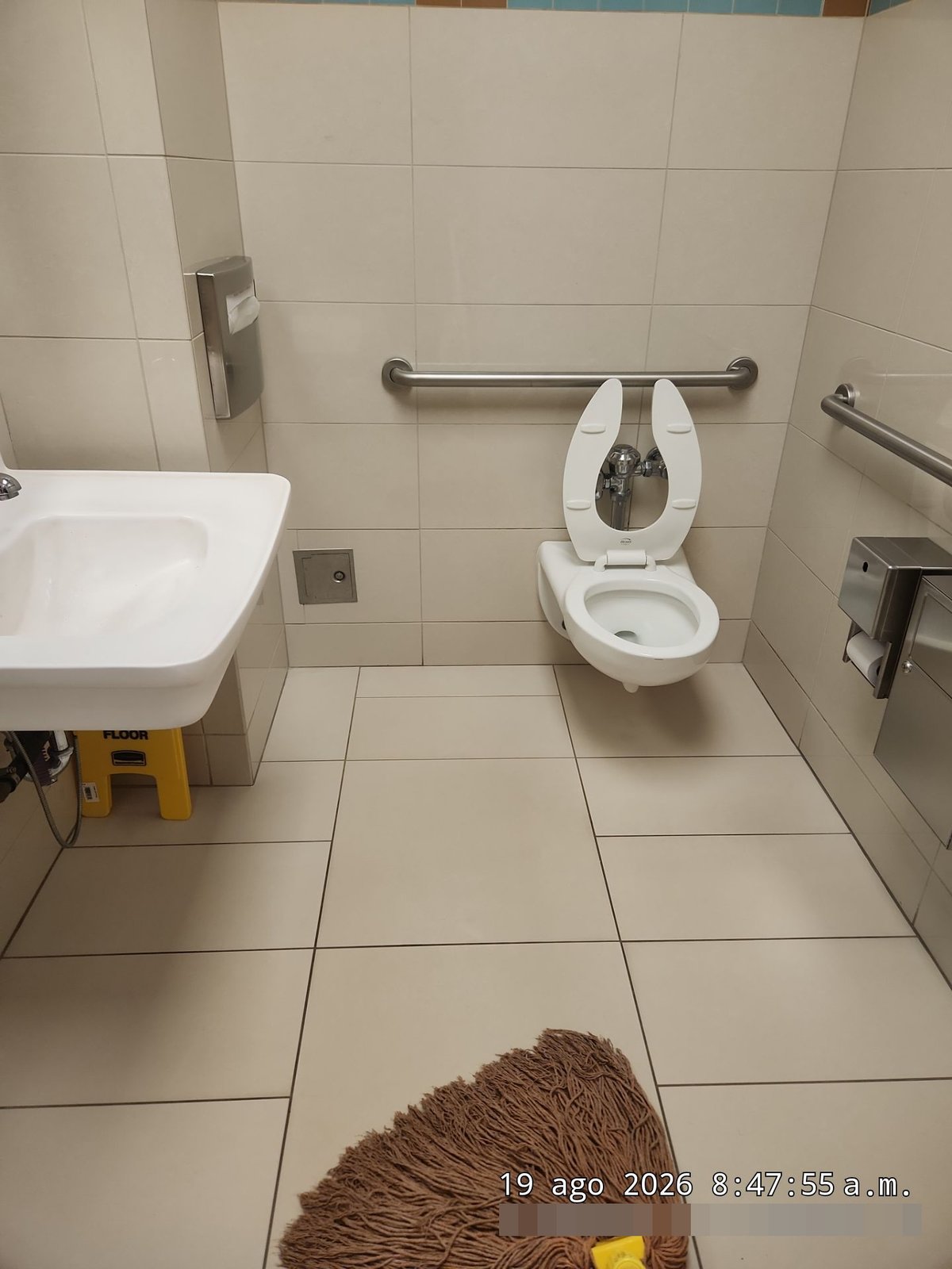 Clean disinfected ADA restroom after janitorial service